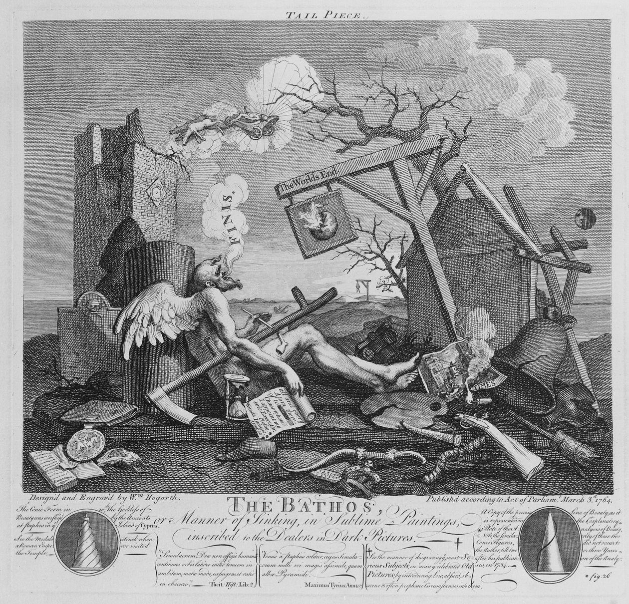Bathos, manière de sombrer, dans des peintures sublimes inscrites aux marchands de tableaux sombres, 1764 - William Hogarth