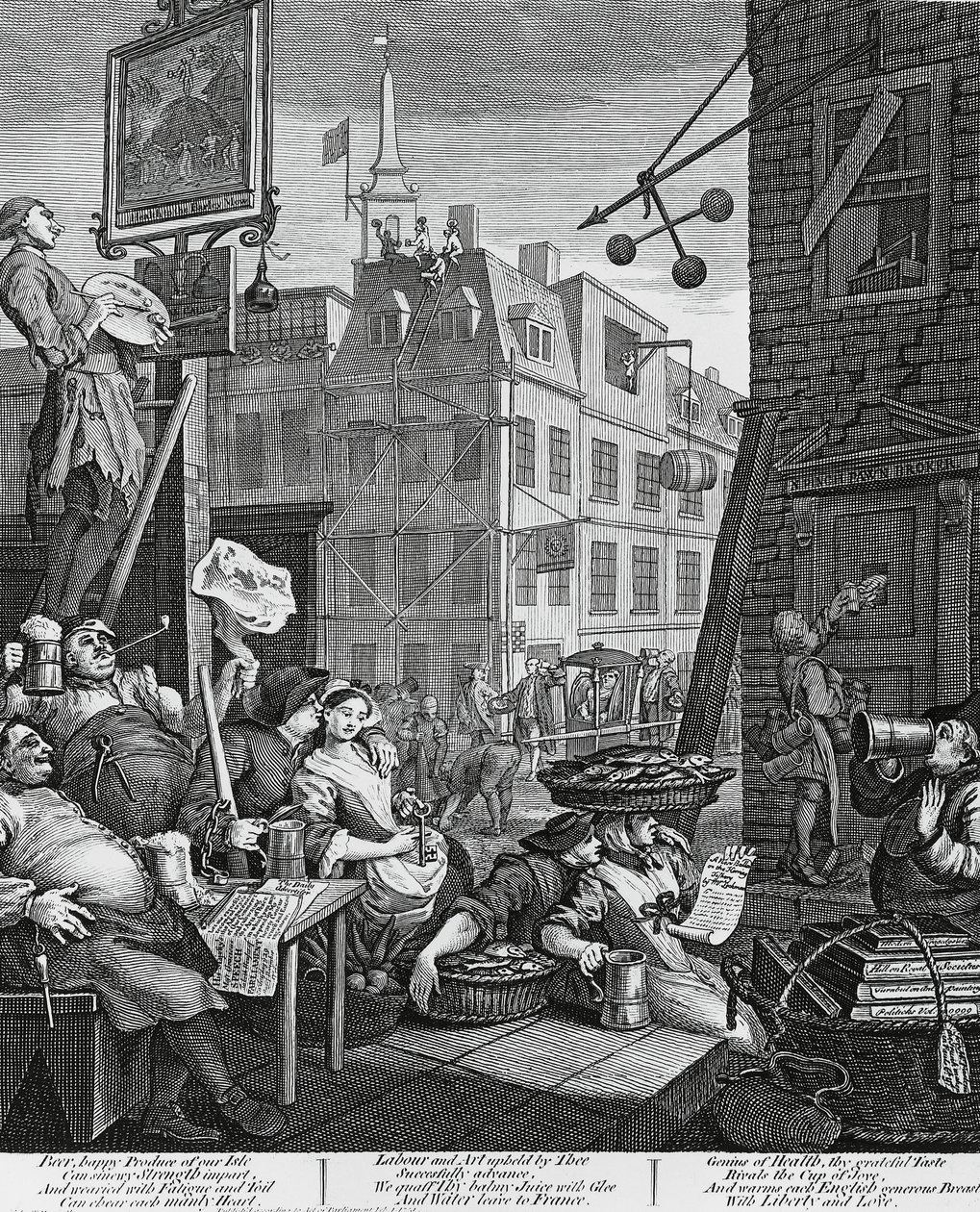 Beer Street, Londres, gravure par William Hogarth, Royaume-Uni - William Hogarth