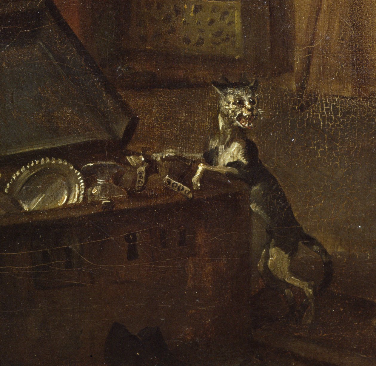 Chat avec un coffre (détail de A Rake