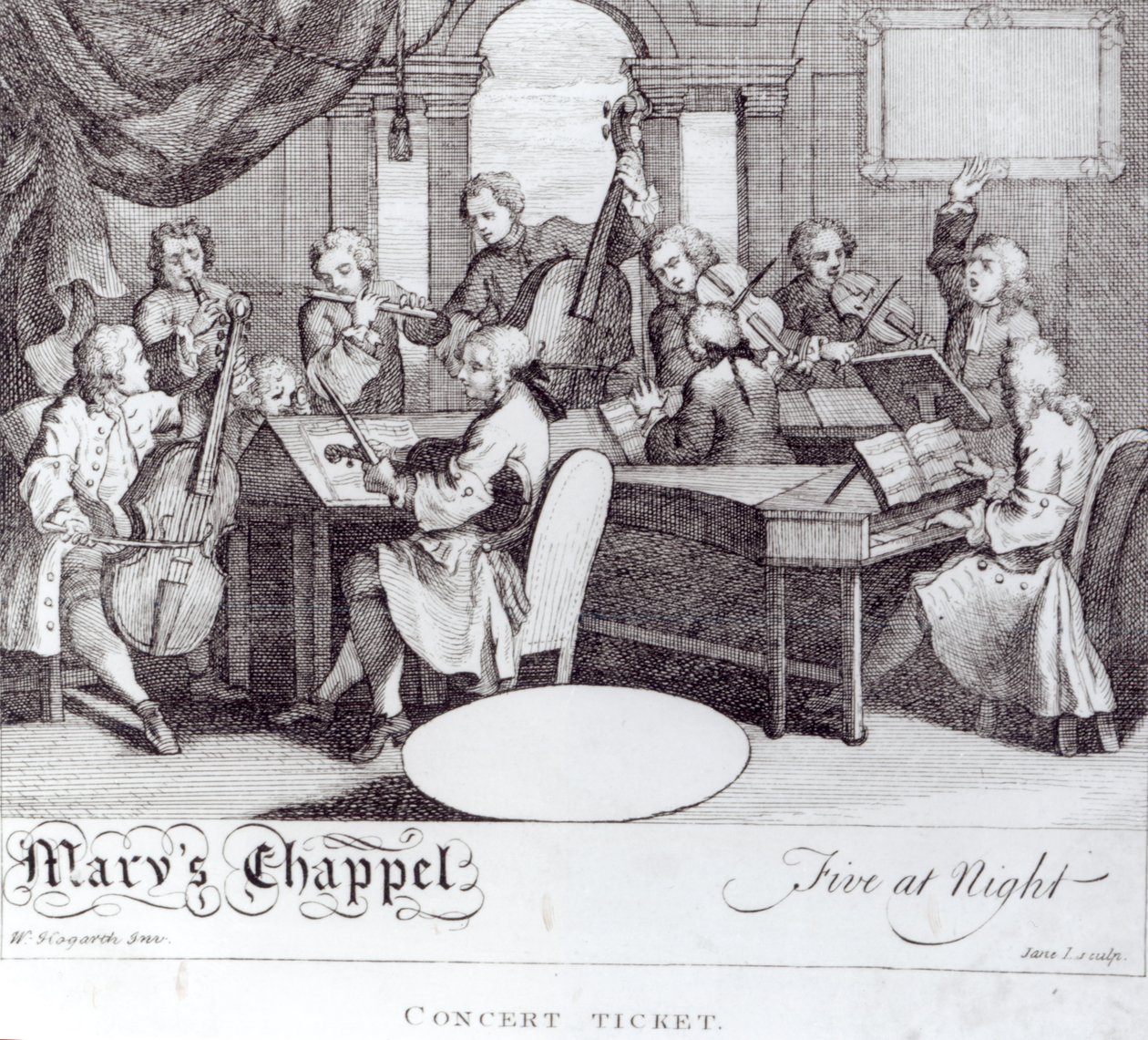 Billet de concert pour la chapelle de Marie - William Hogarth