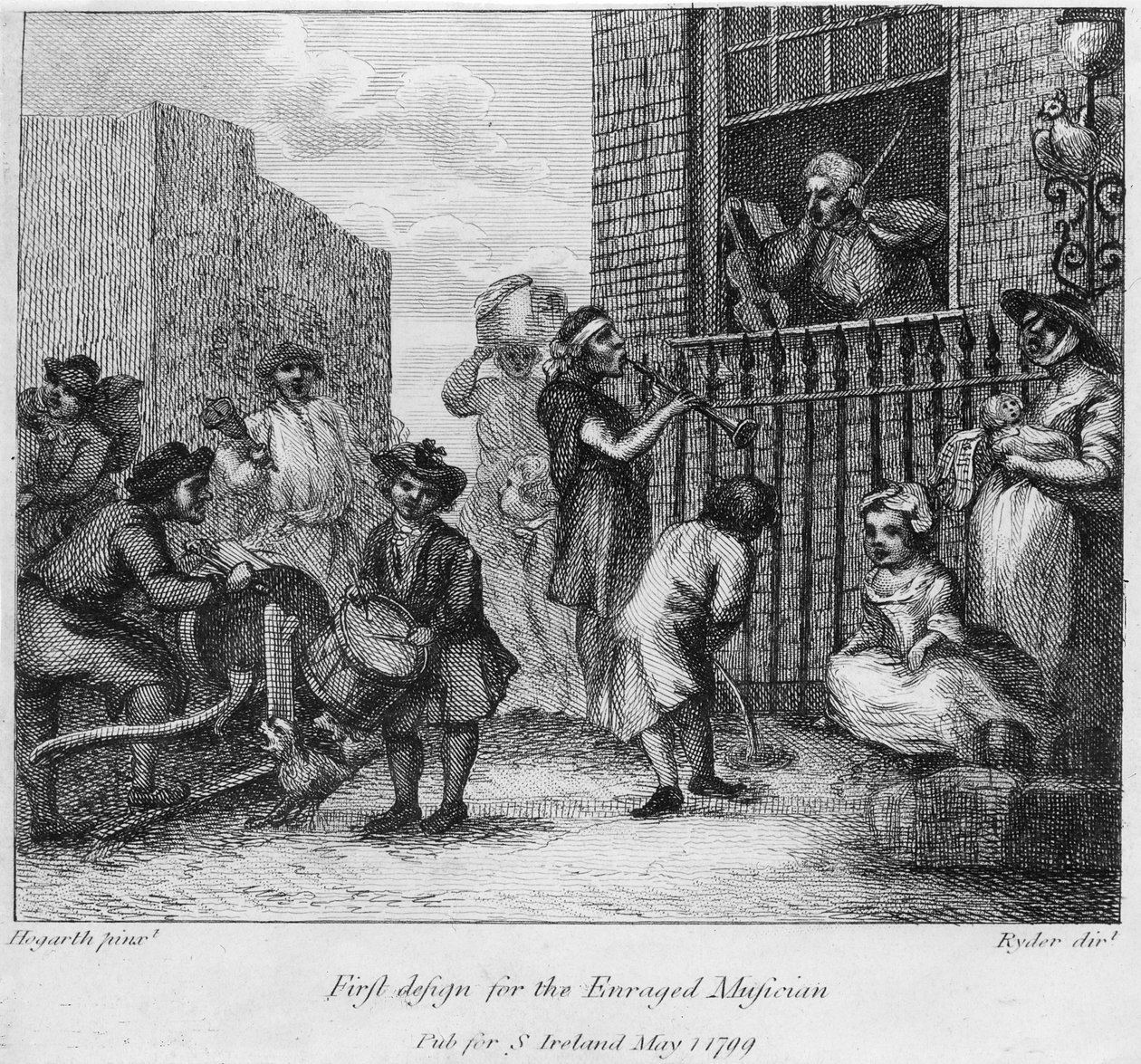 Premier dessin pour Le Musicien enragé, 1799 - William Hogarth