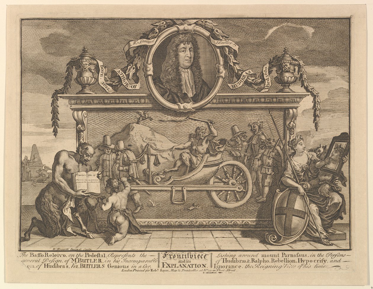 Frontispice et son explication, Douze grandes illustrations pour Hudibras de Samuel Butler, 1725-68 - William Hogarth