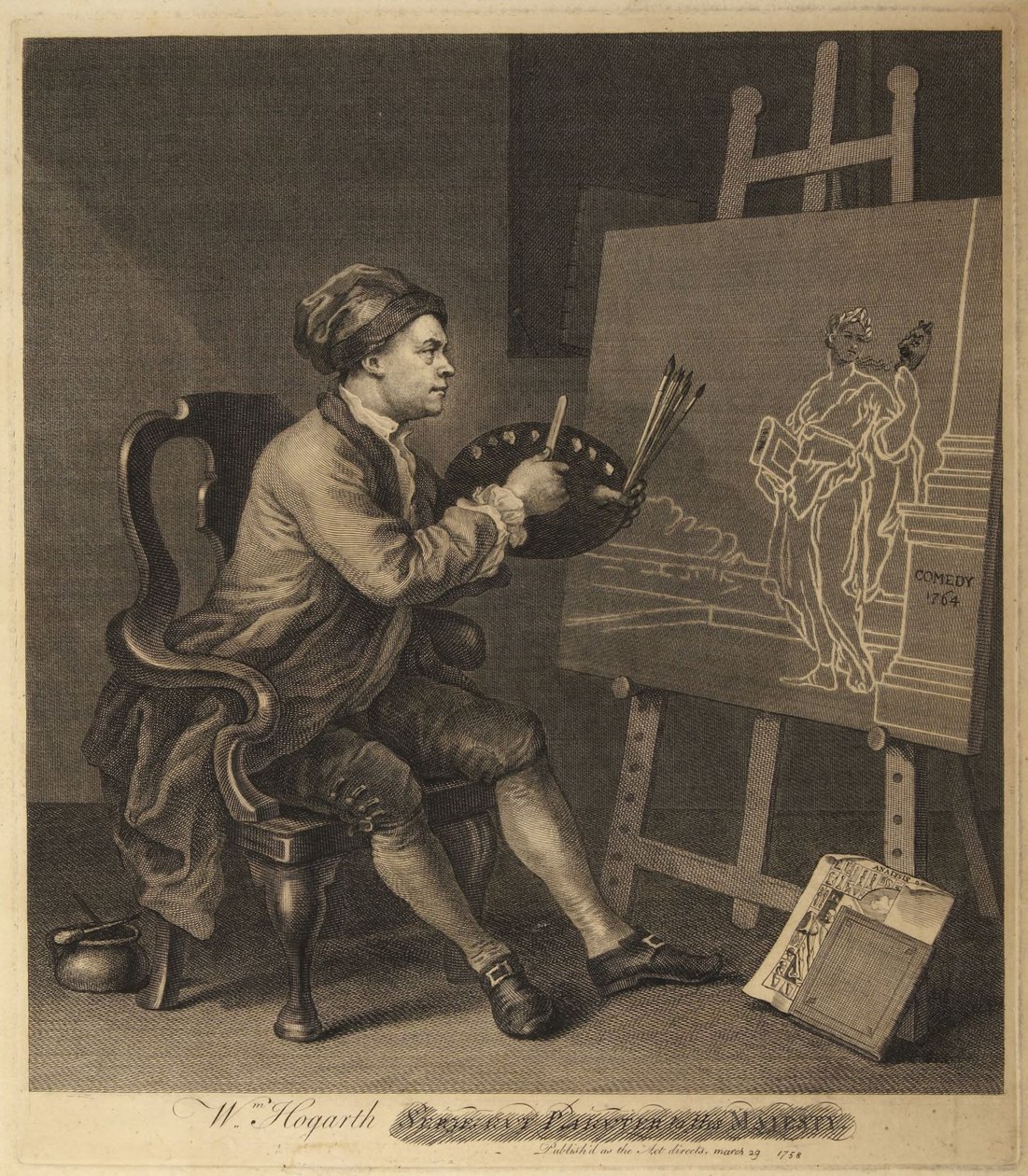 Hogarth peignant la Muse comique - William Hogarth
