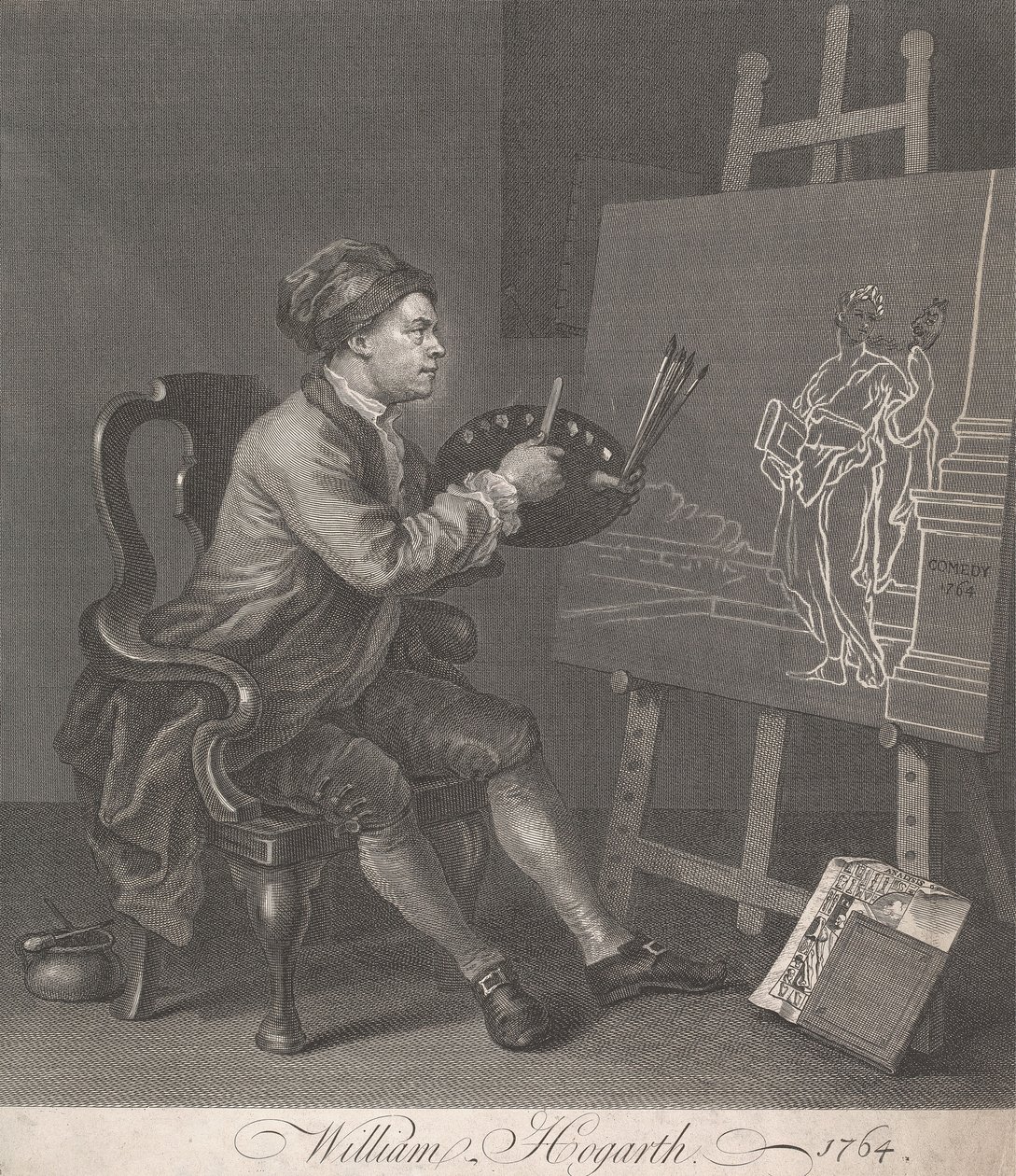 Hogarth peignant la Muse comique - William Hogarth