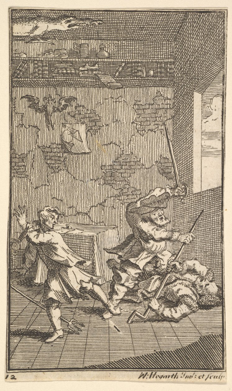 Hudibras battant Sidrophel et Whachum, Dix-sept petites illustrations pour Samuel Butler, 1721-26 - William Hogarth
