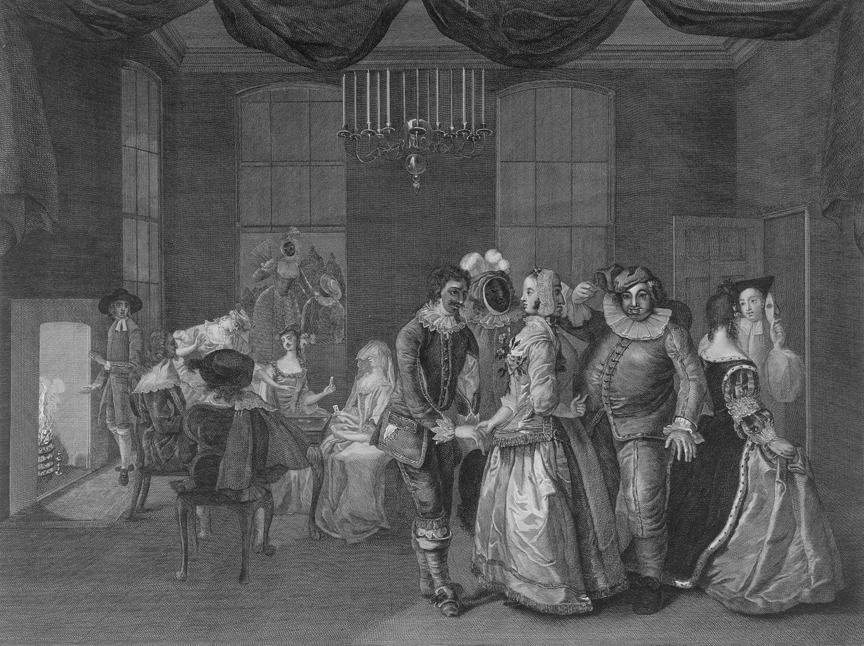 Vue intérieure de Somerset House montrant des personnages déguisés pour un bal masqué, 1805 - William Hogarth