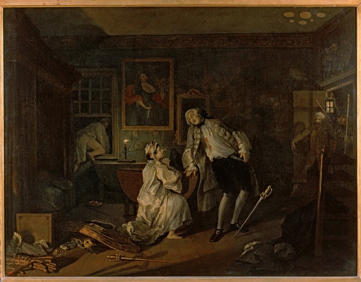 Le mariage à la mode : 5. Le Bagnio ... (huile sur toile) - William Hogarth
