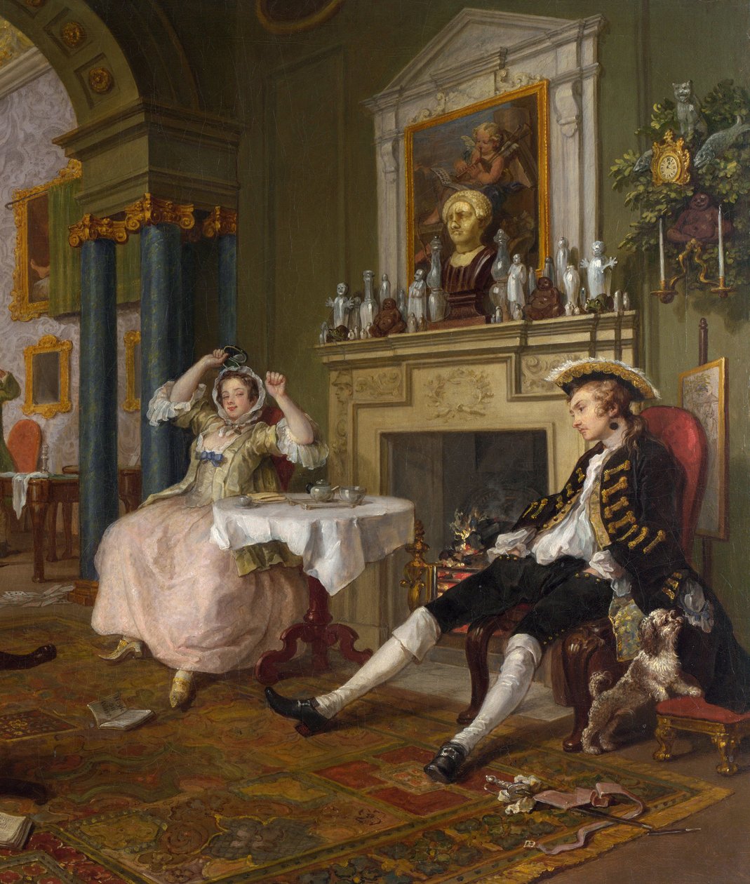 Mariage à la Mode : II- Le Tête-à-Tête, vers 1743 (détail) - William Hogarth