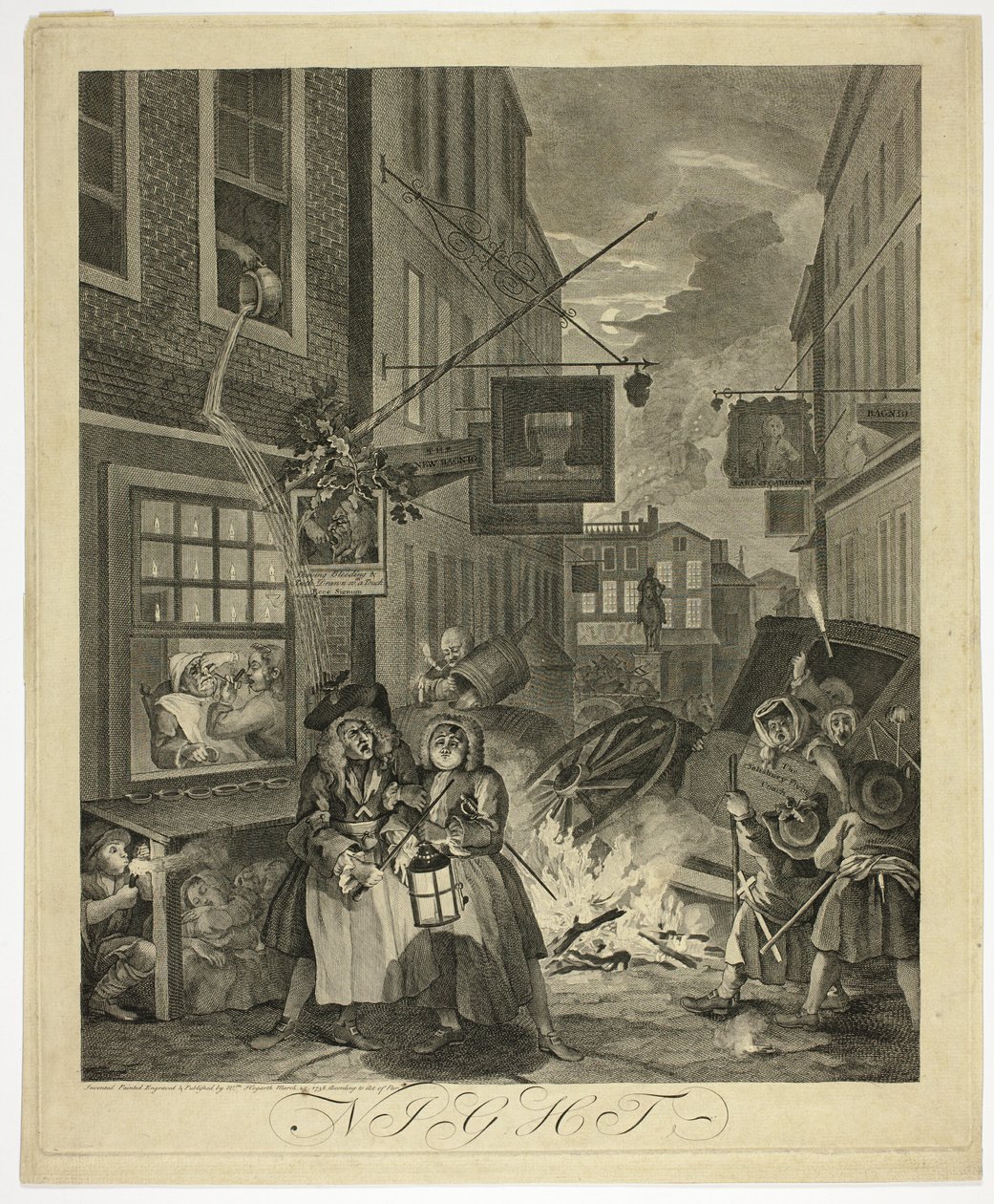 Nuit, quatrième planche de Les Quatre Moments de la Journée - William Hogarth