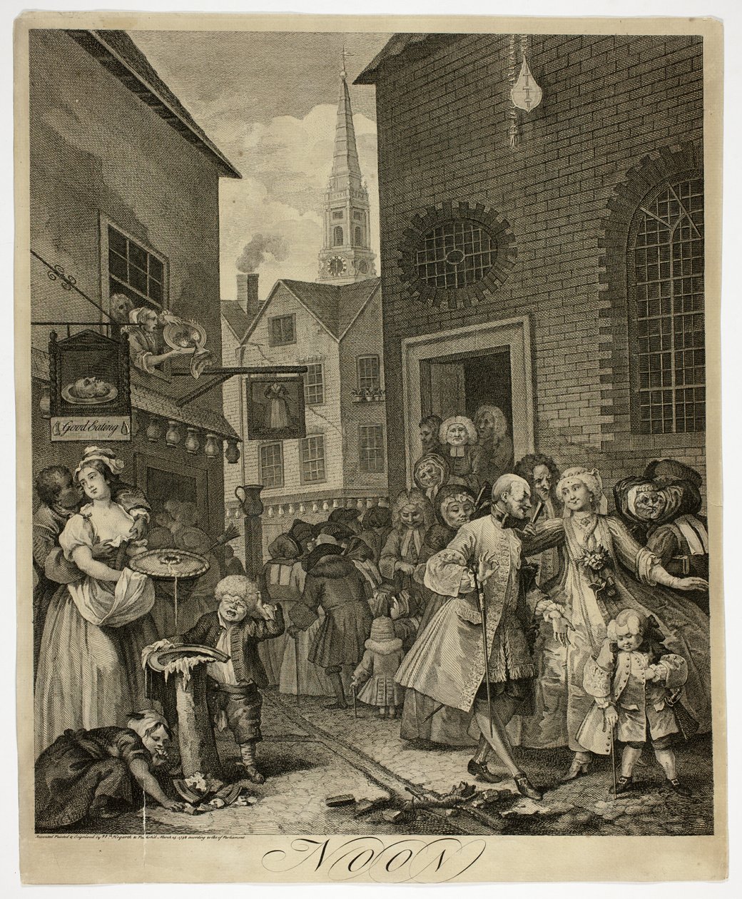 Midi, planche deux de Les Quatre Moments de la Journée - William Hogarth