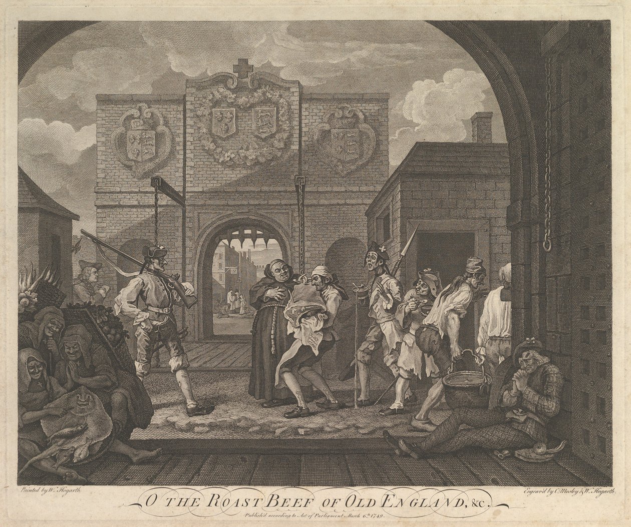 O le rôti de bœuf de la vieille Angleterre-La porte de Calais, 6 mars 1749 - William Hogarth