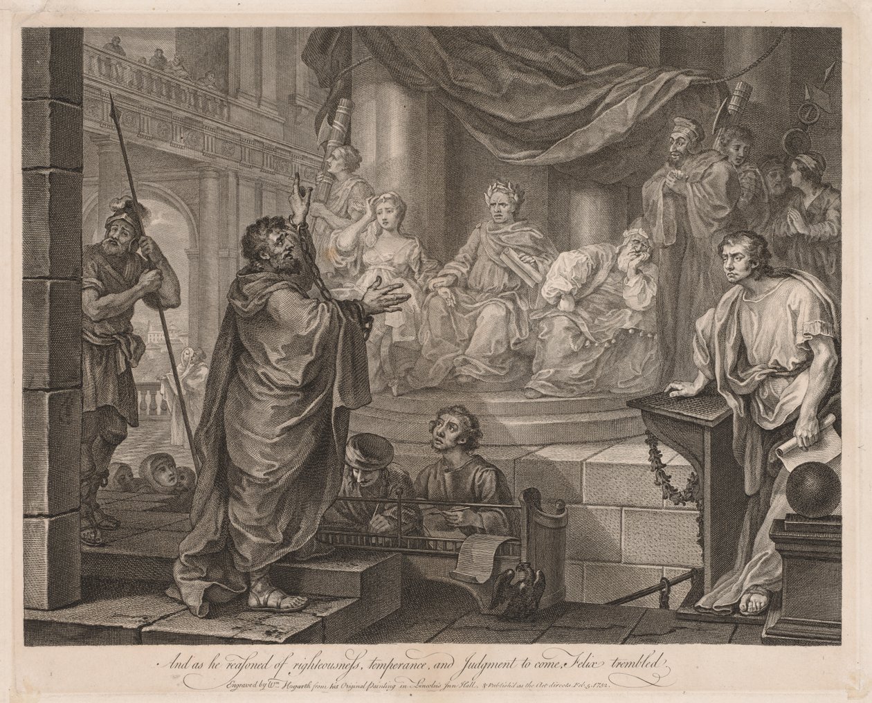 Paul devant Félix (grande planche) - William Hogarth