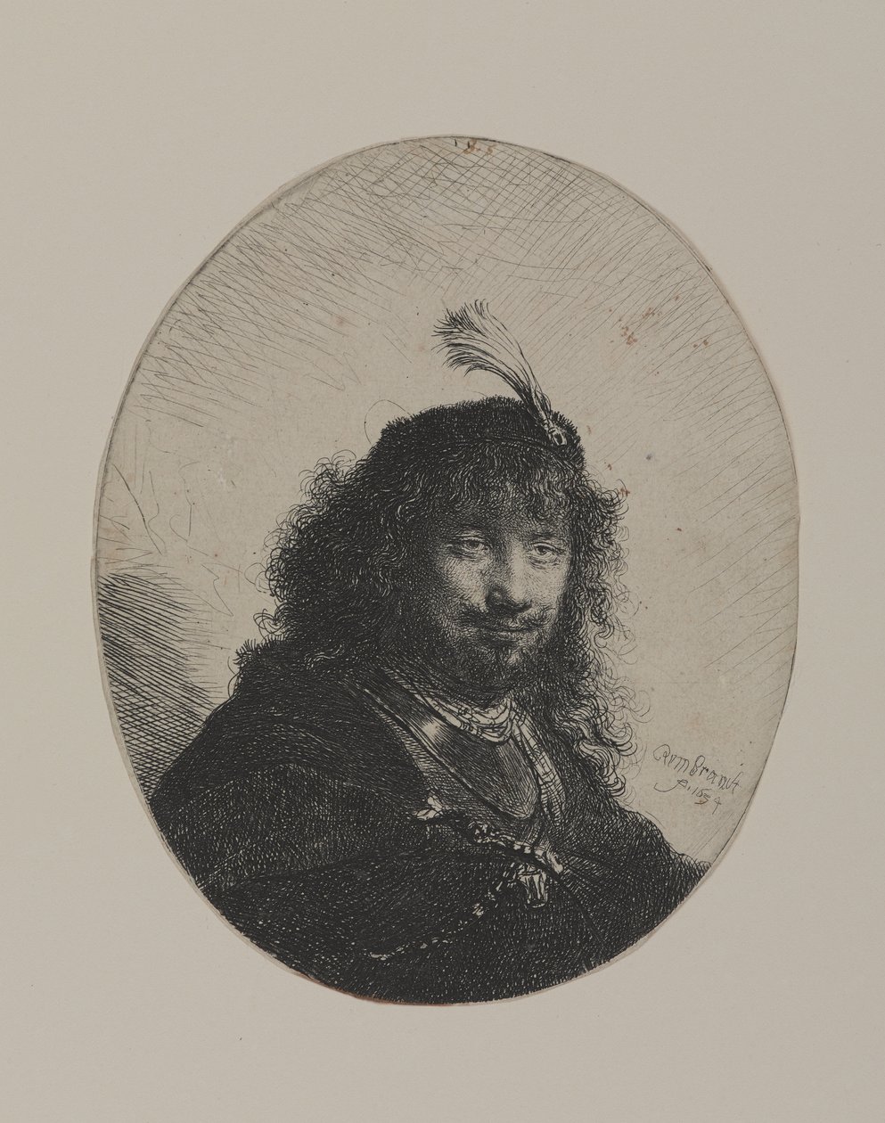 Rembrandt avec un chapeau à plumes et un sabre abaissé - William Hogarth