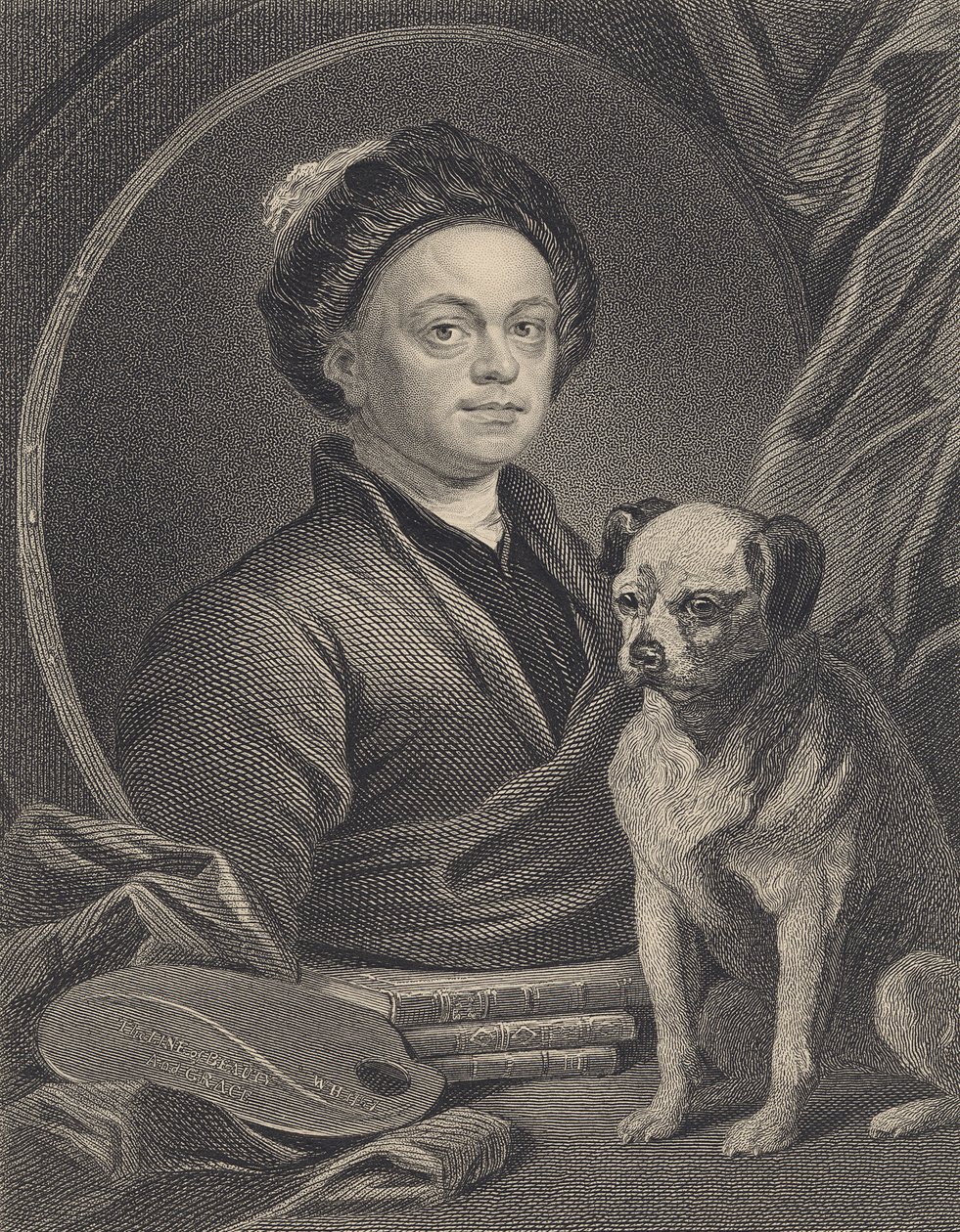 Autoportrait, gravé par J. Mollison - William Hogarth