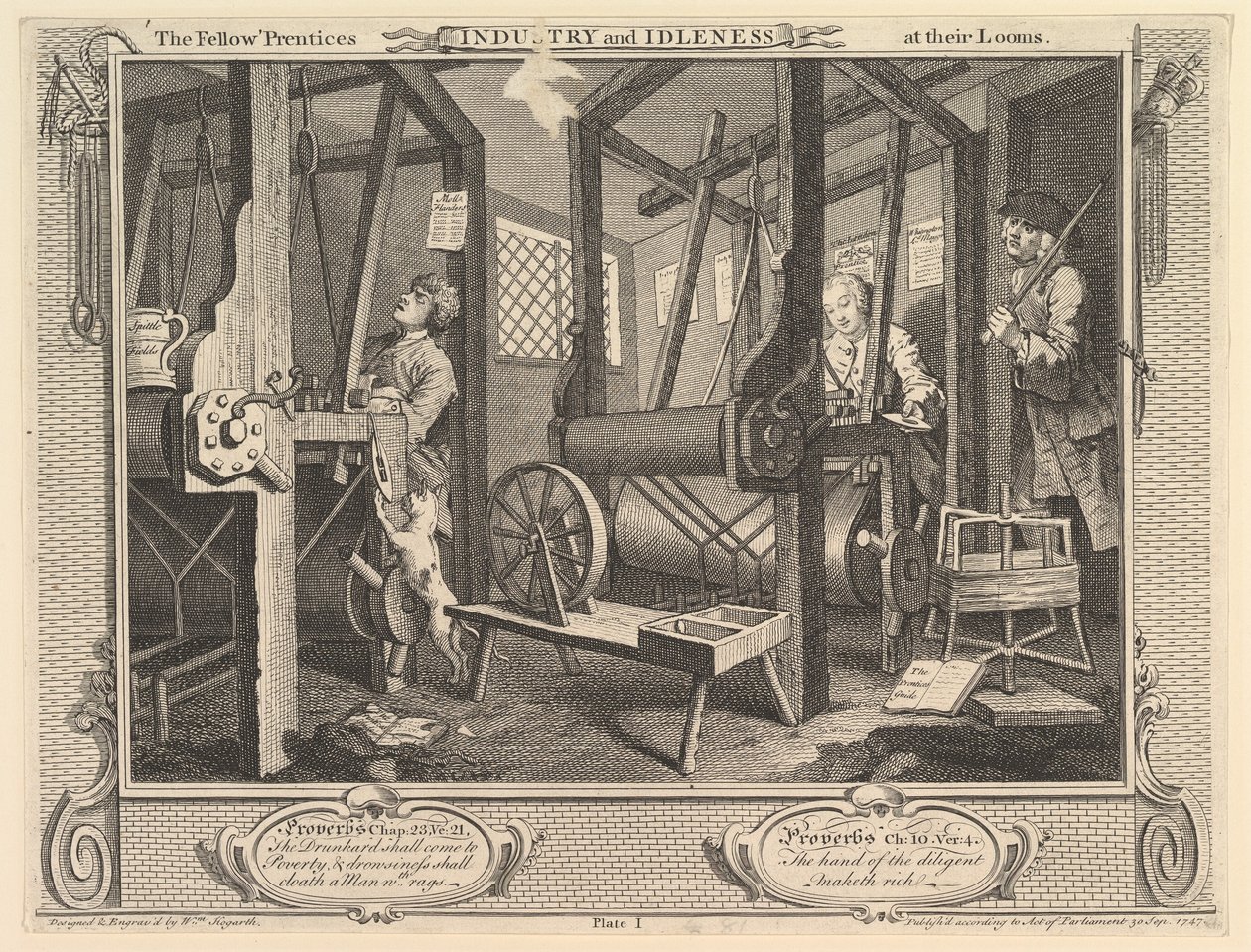 Les Apprentis à leurs métiers : Industrie et Oisiveté, planche 1 - William Hogarth