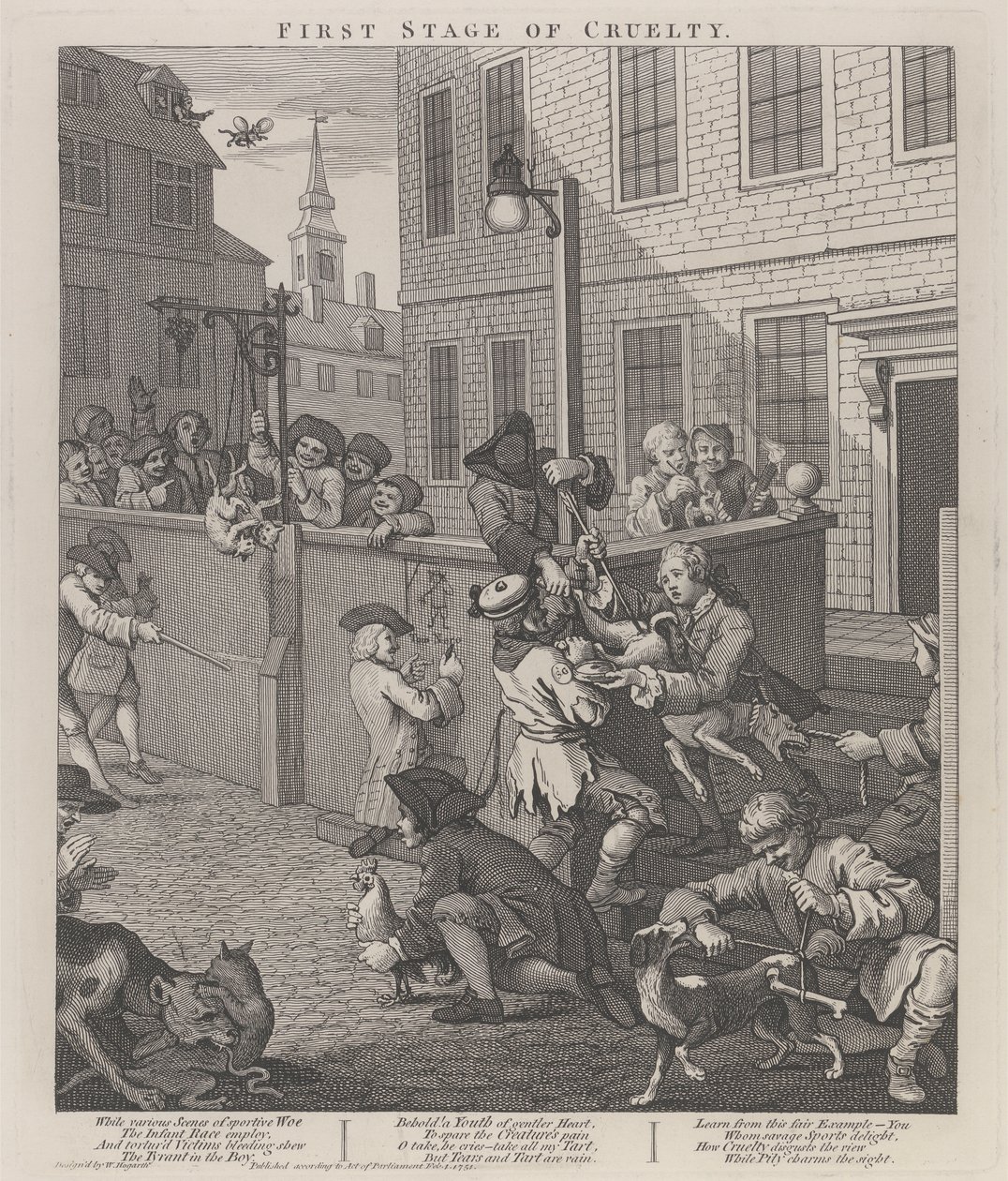 Le premier stade de la cruauté : Enfants torturant des animaux - William Hogarth