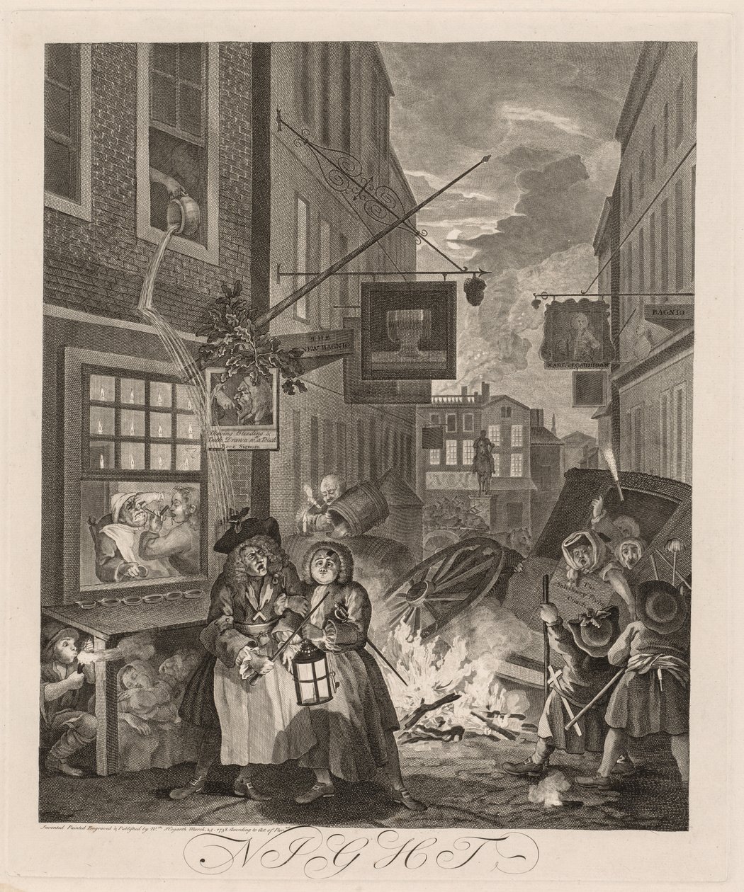 Les Quatre Moments de la Journée : Nuit - William Hogarth