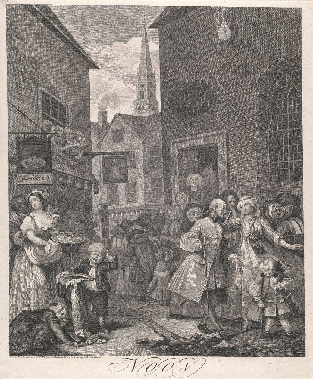 Les quatre moments de la journée, planche II : midi - William Hogarth