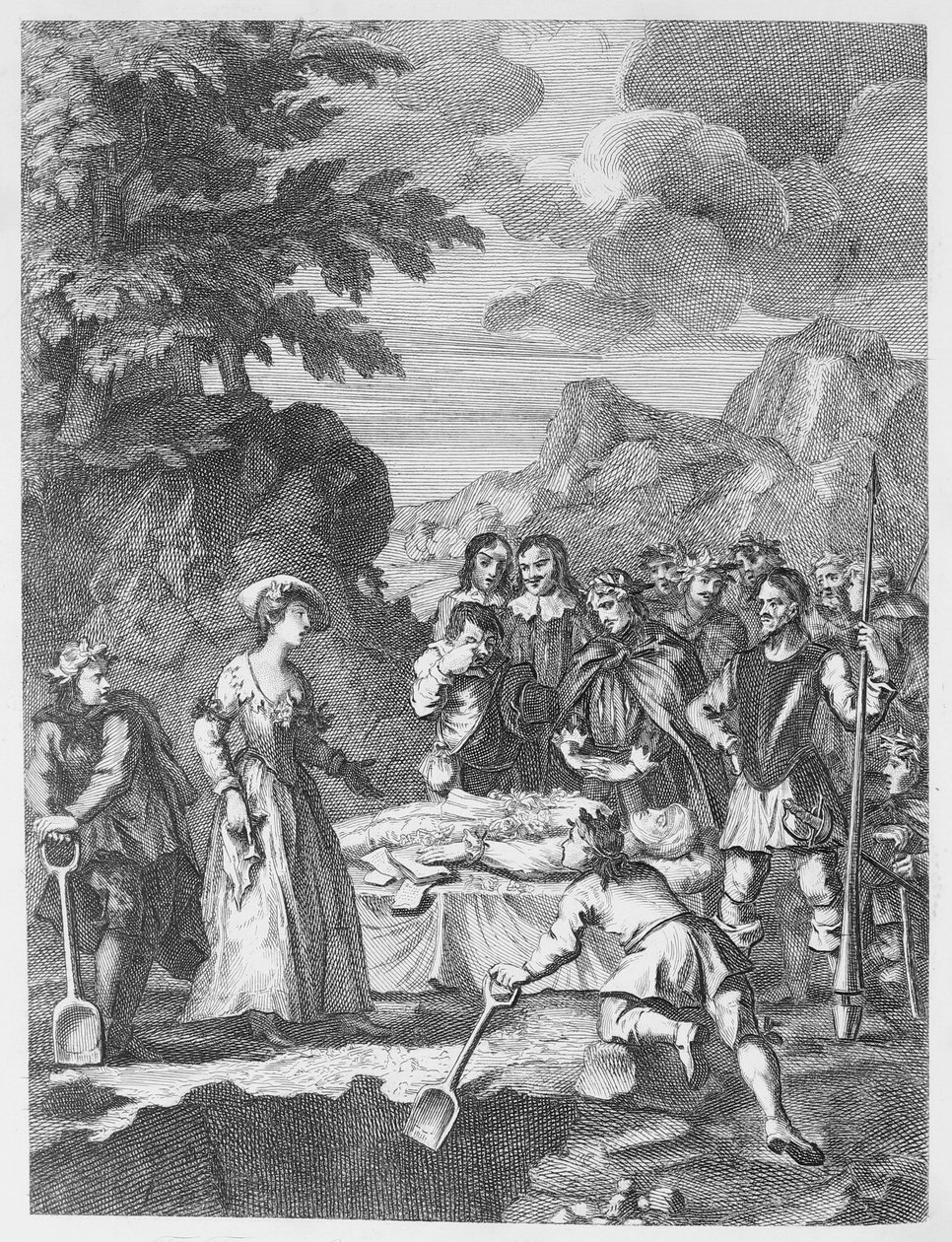 Les funérailles de Chrysostome et Marcella se justifiant - William Hogarth