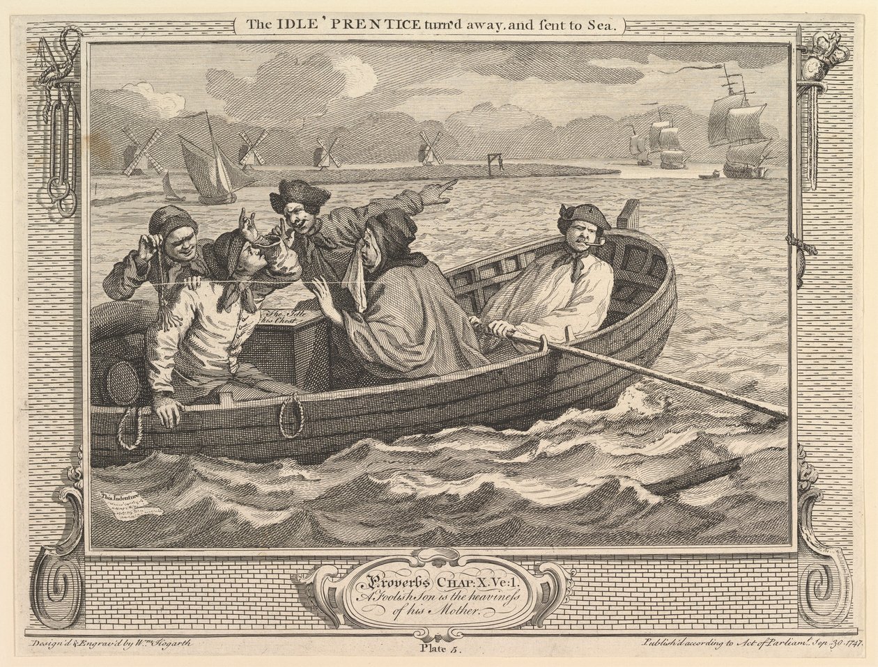 Le Paresseux renvoyé et envoyé en mer : Industrie et oisiveté, planche 5, 30 septembre 1747 - William Hogarth