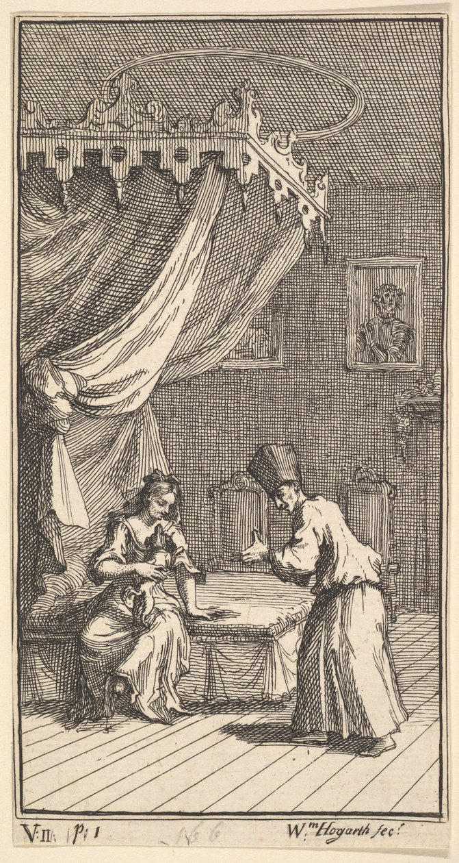 La Nouvelle Métamorphose, Planche 5 : Fantasio, Transformé en Chien de Compagnie, avec Donna The... - William Hogarth