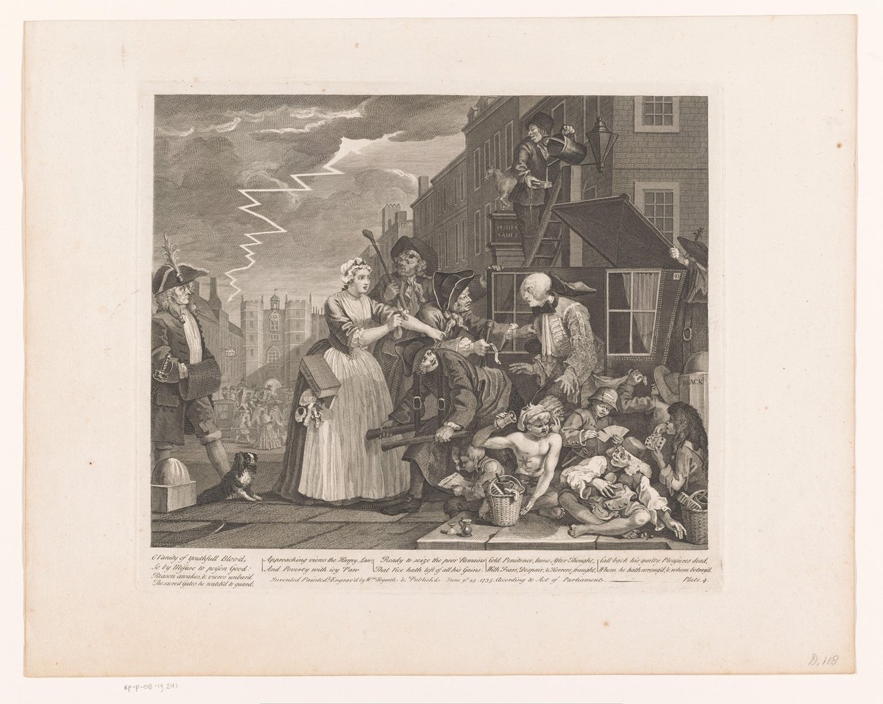 Tom Rakewell sauvé de son arrestation par Sarah Young - William Hogarth