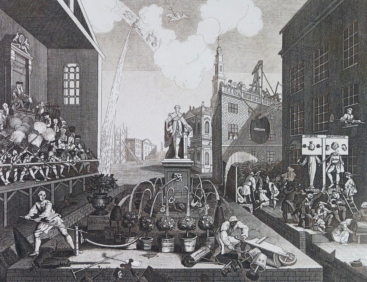 Deux criminels dans un pilori ou des entraves à Londres - William Hogarth