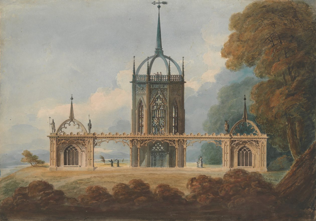 Conception pour une Belle Vue gothique, vers 1800 - William Hurst Ashpitel