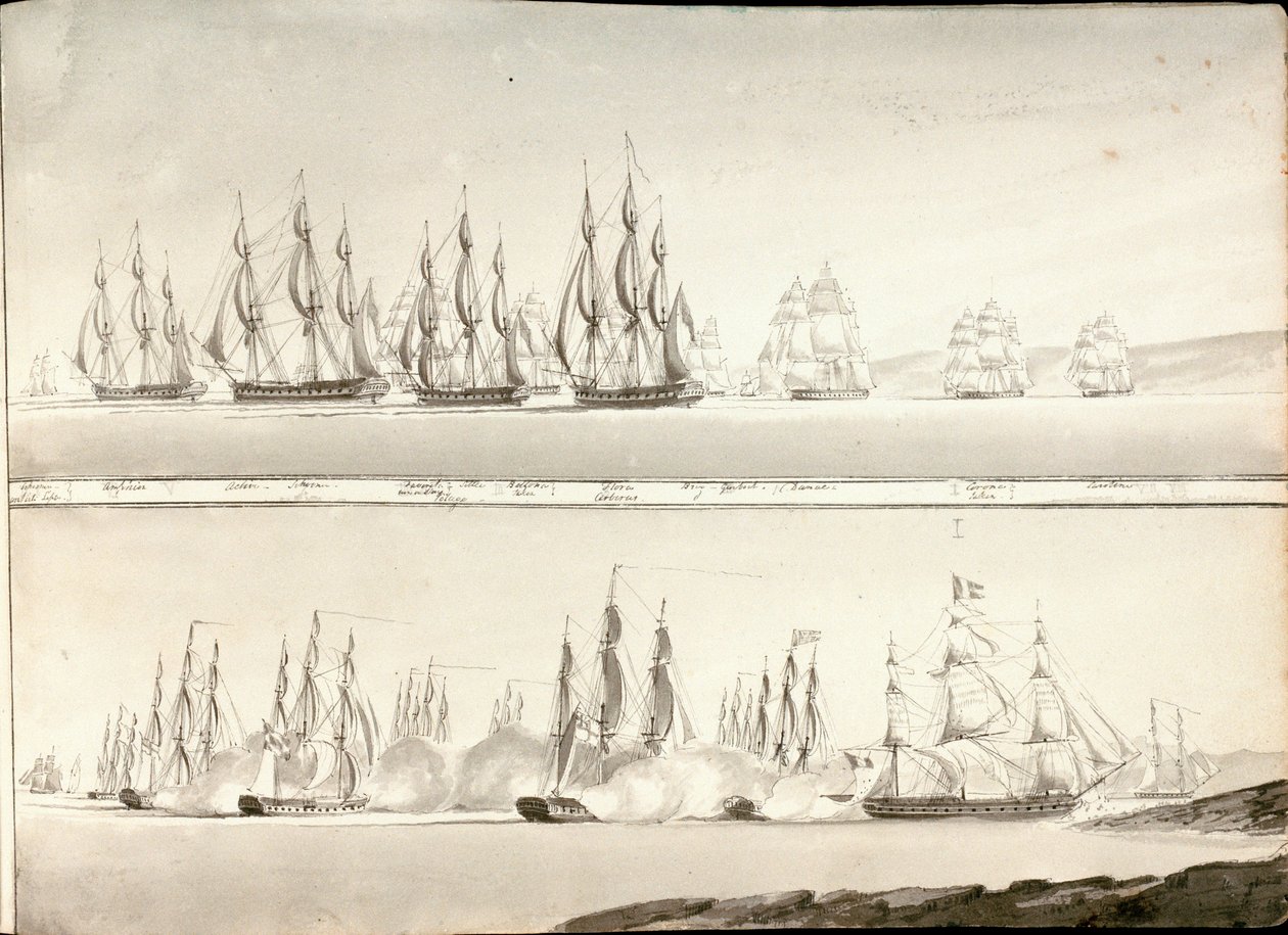 Différents modes de peinture des navires de ligne, début du 19ème siècle - William Innes Pocock