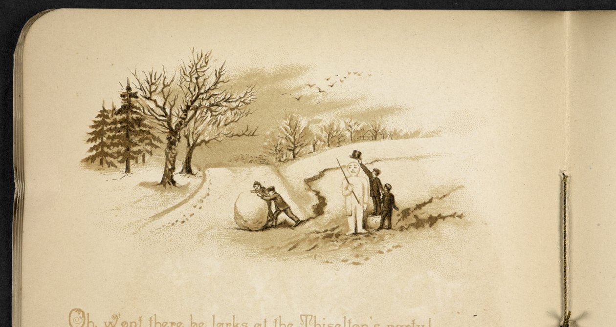 Enfants et un bonhomme de neige. Le Train des Fêtes : une chanson de 