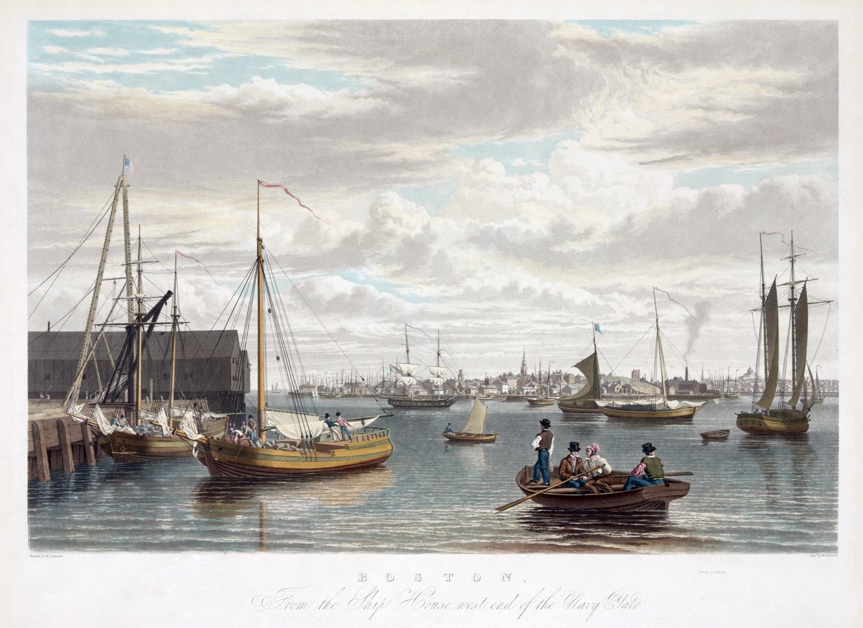 Boston, depuis le Ship House, extrémité ouest du chantier naval, vers 1833 - William James Bennett
