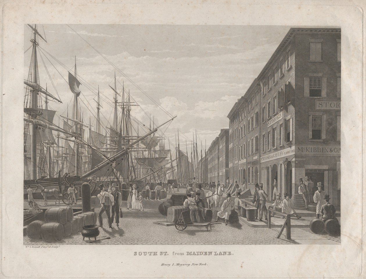 South St. depuis Maiden Lane, 1834 - William James Bennett
