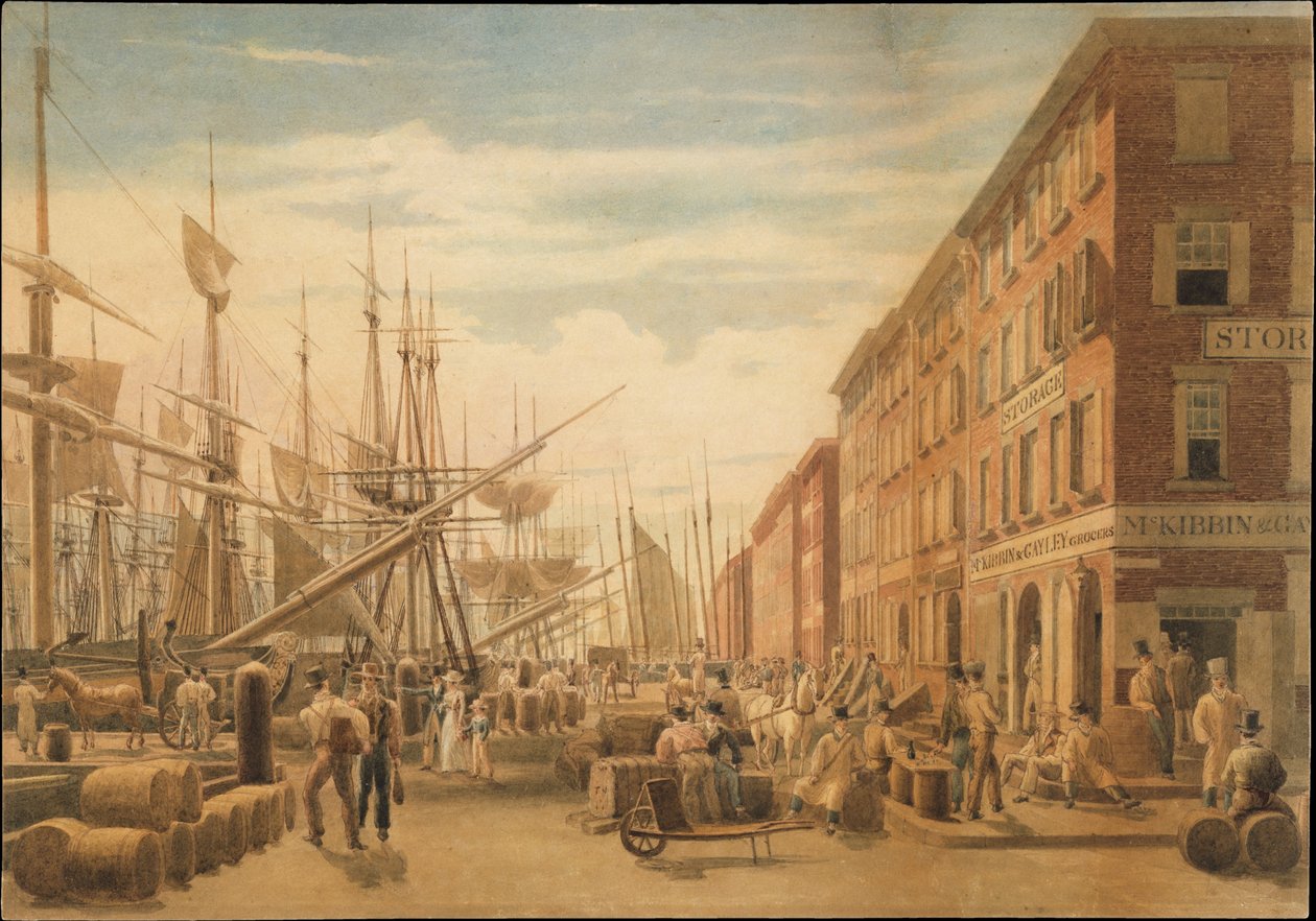 Vue de South Street depuis Maiden Lane, New York - William James Bennett