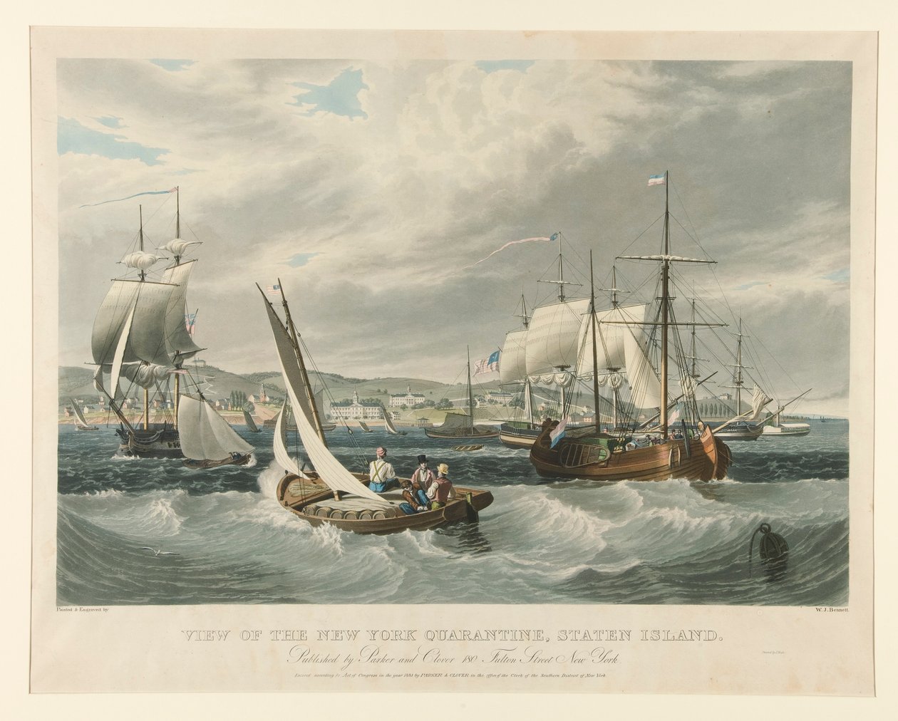 Vue de la quarantaine de New York, Staten Island - William James Bennett