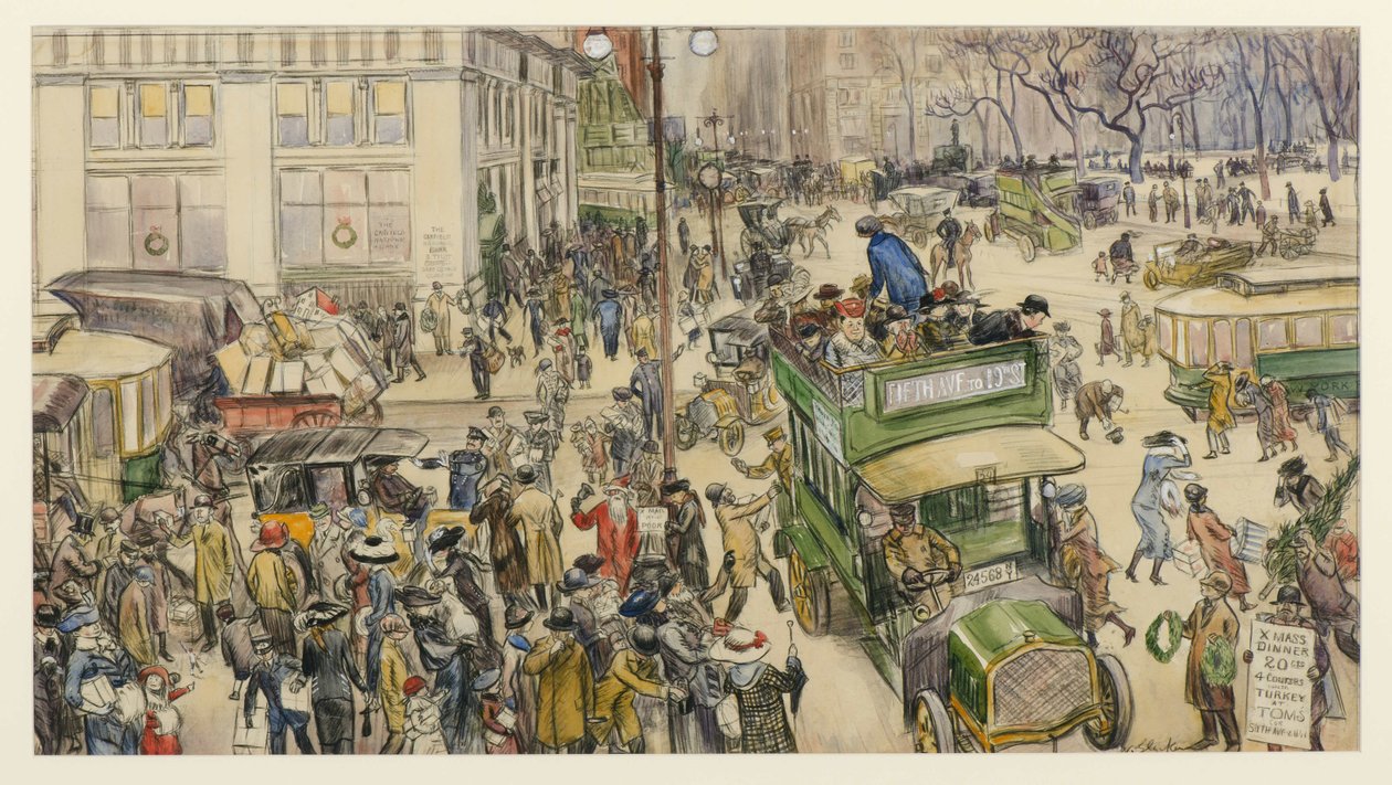 Acheteurs de Noël, Madison Square, 1912 - William James Glackens
