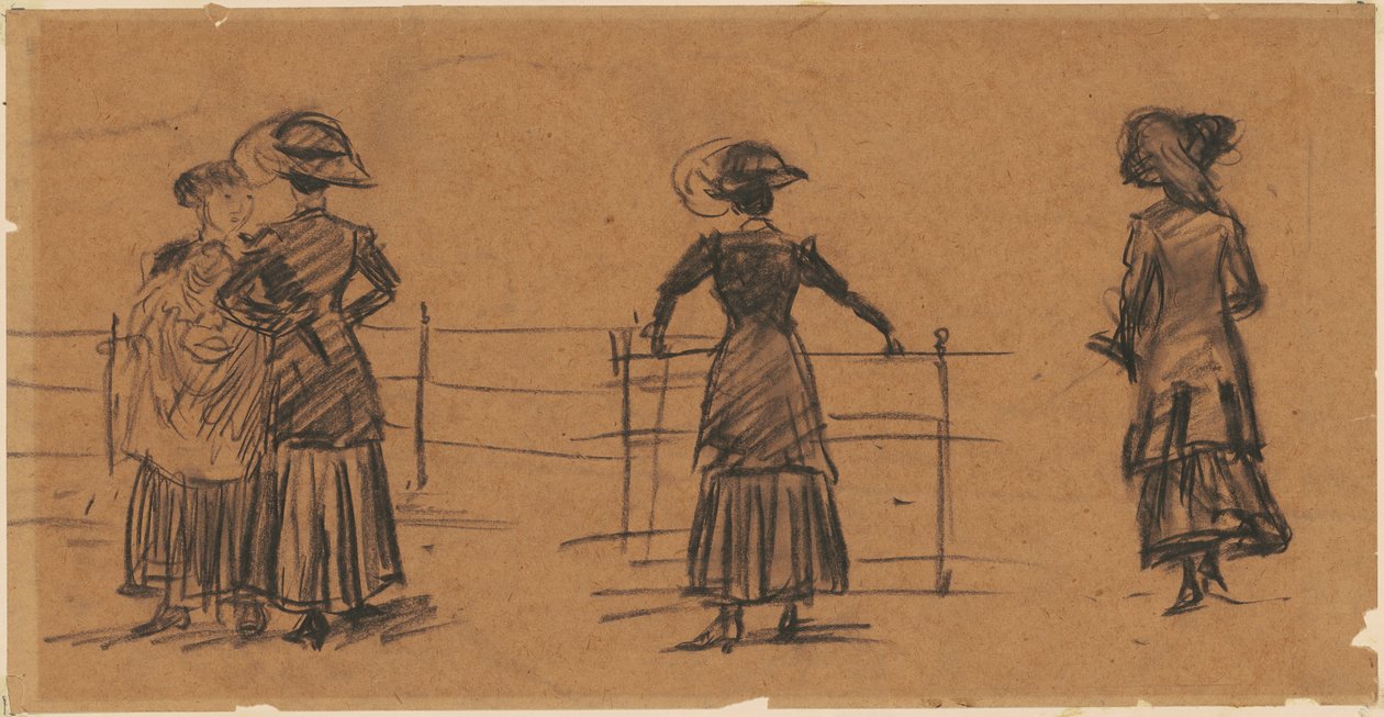 Études de femmes près de la grille du parc - William James Glackens