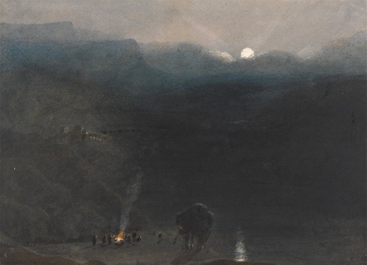 Maurice - Clair de lune, avec feu de charbonniers dans les gorges de la rivière Noire - William John Chamberlayne
