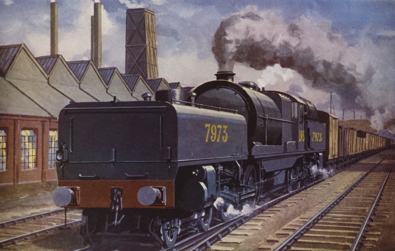 Train de charbon lourd de la LMS (lithographie couleur) - William John Patton McDowell