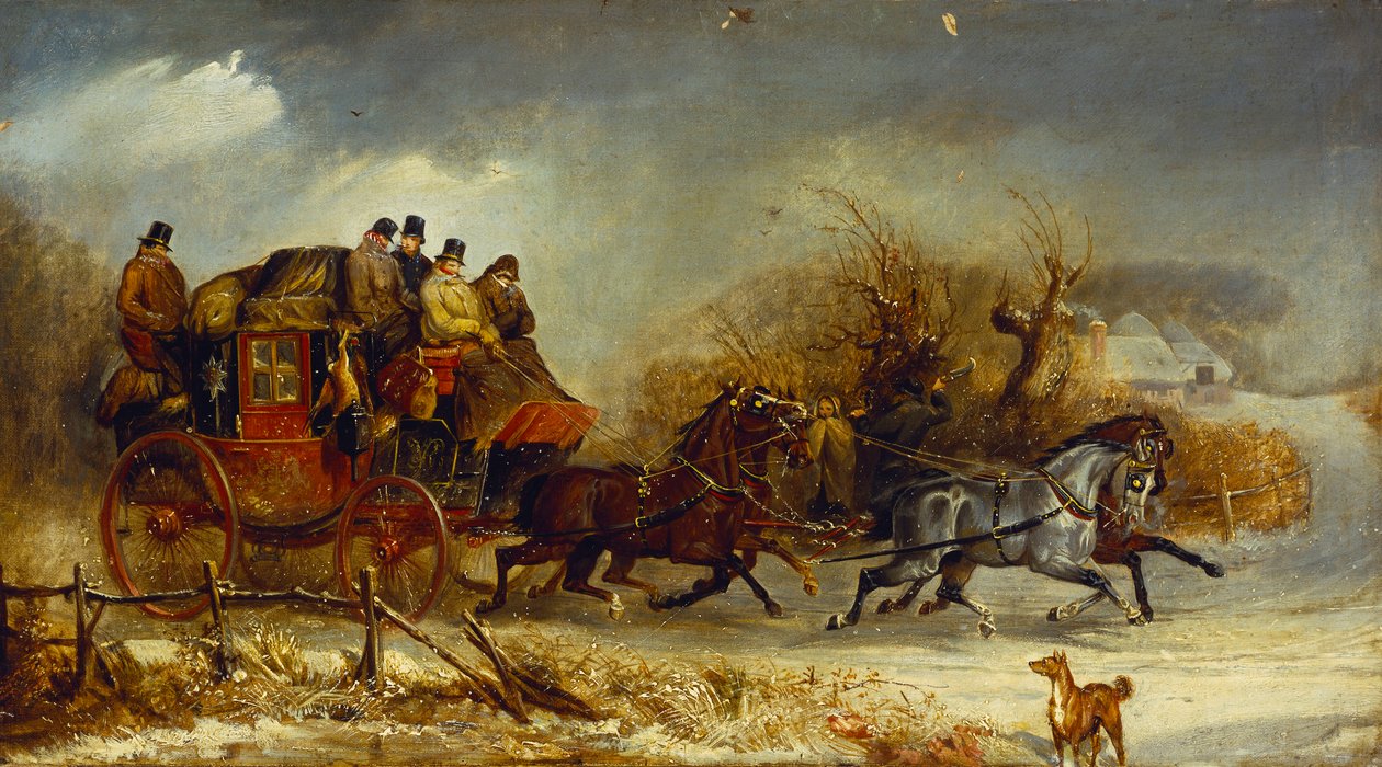 Scène de coaching - À travers les quatre saisons : Hiver - William Joseph Shayer