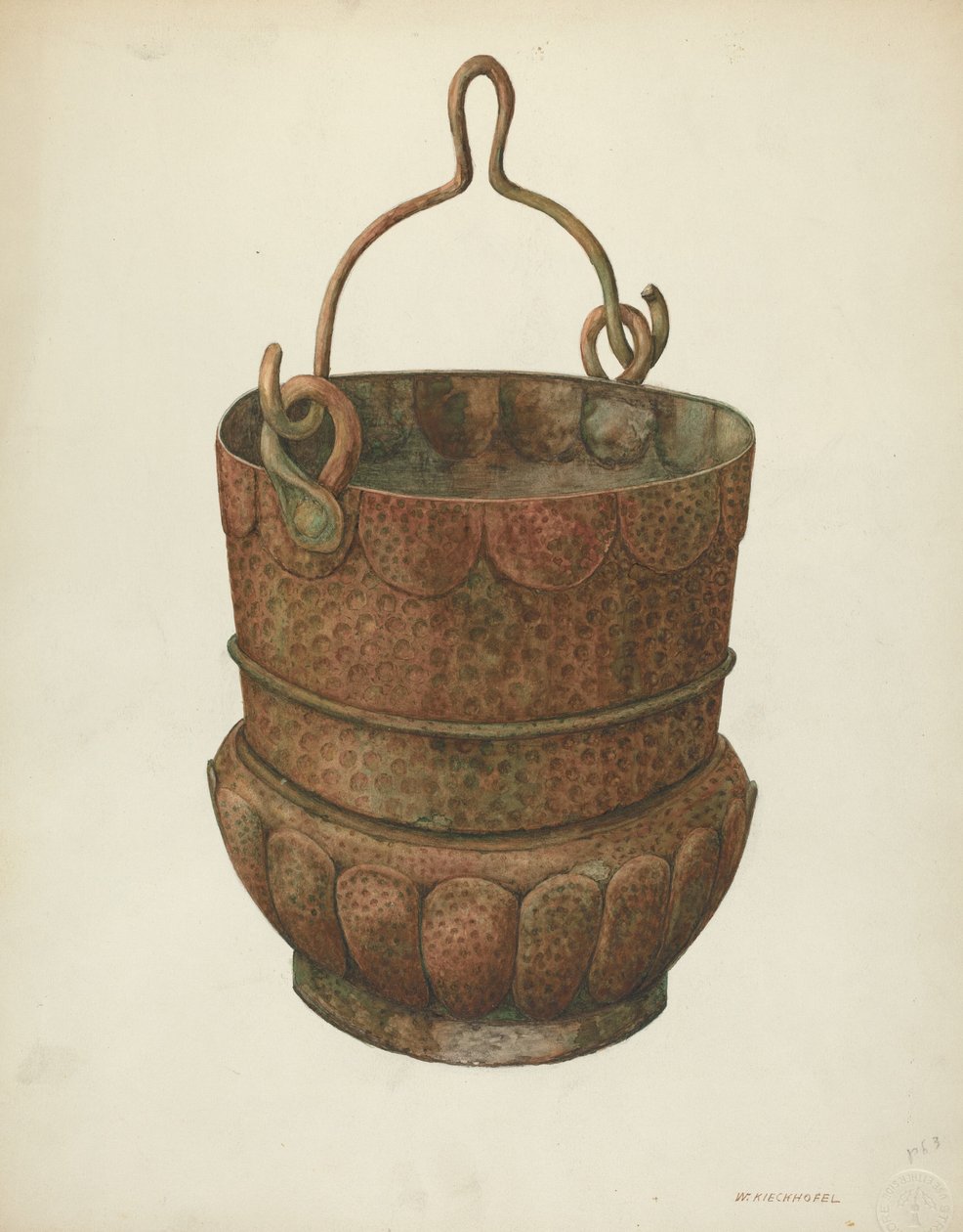 Seau en cuivre martelé, 1938 - William Kieckhofel