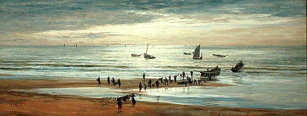Scène de Plage sur la Côte Nord de la France - William Lionel Wyllie