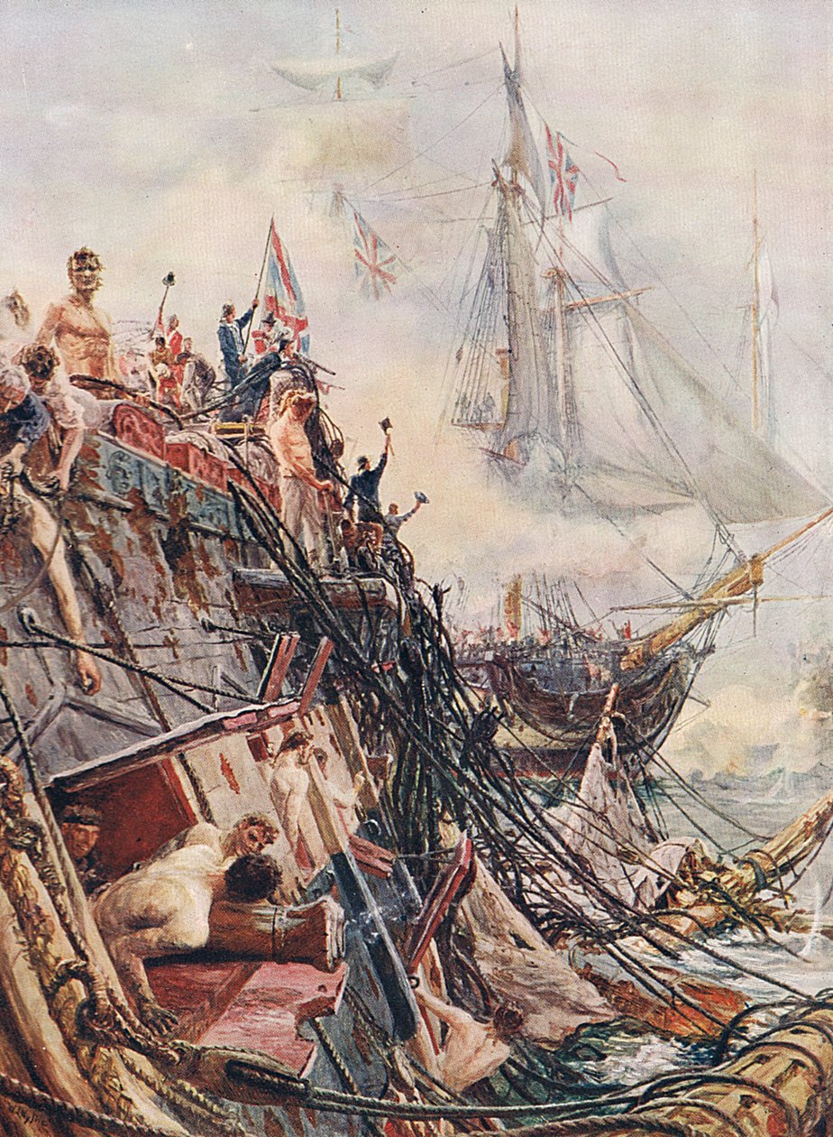 Estropié mais Invaincu : le Belleisle à Trafalgar le 21 octobre 1805, illustration de 