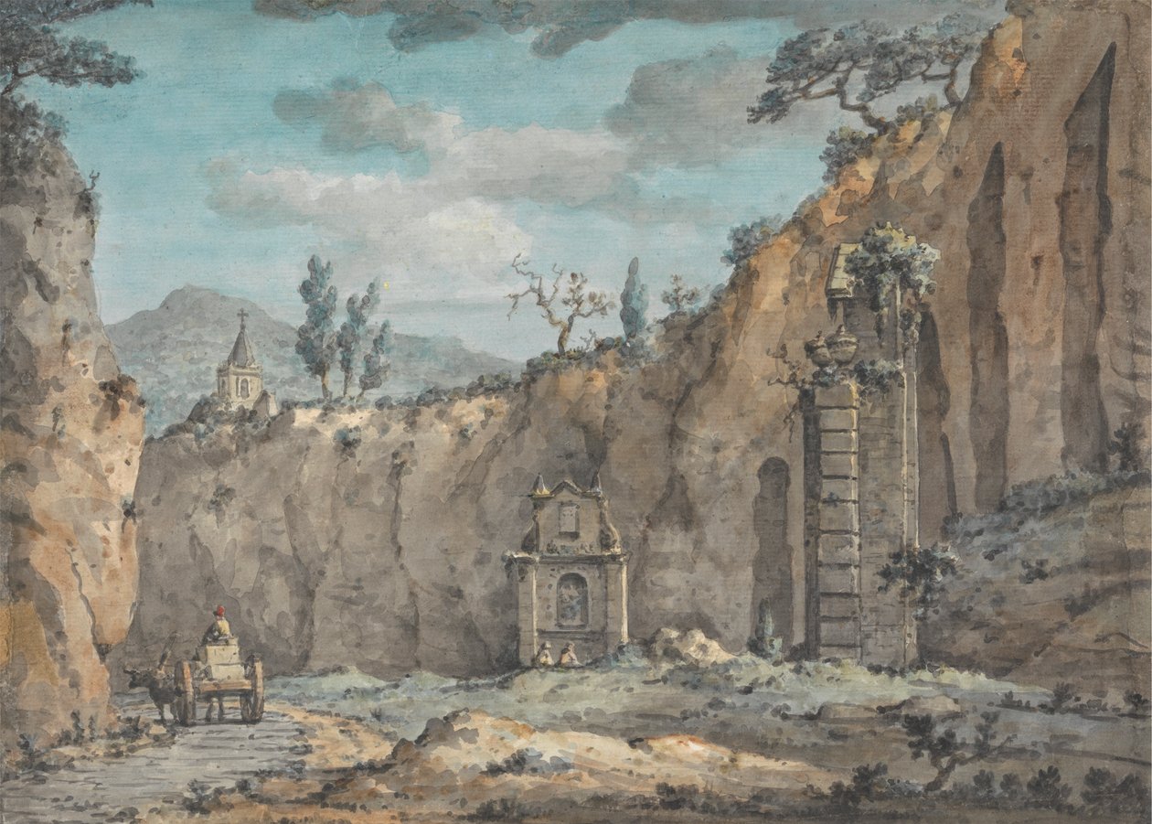 Charrette à bœufs dans la grotte de Posillipo - William Marlow