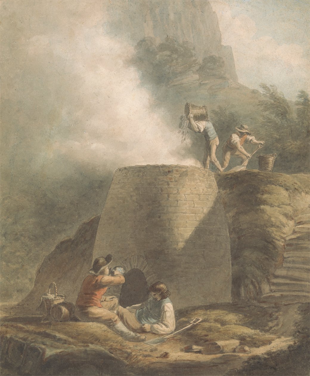 Paysage avec four à chaux et ouvriers - William Marshall Craig