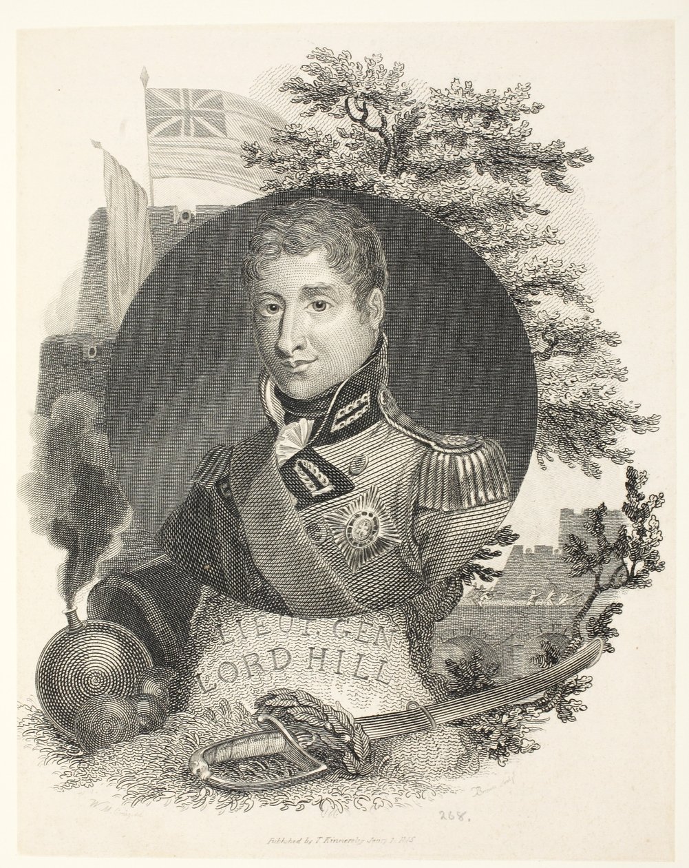 Lieut General Lord Hill KB, gravé par Brown, pub. Kinnersley, 1815 - William Marshall Craig