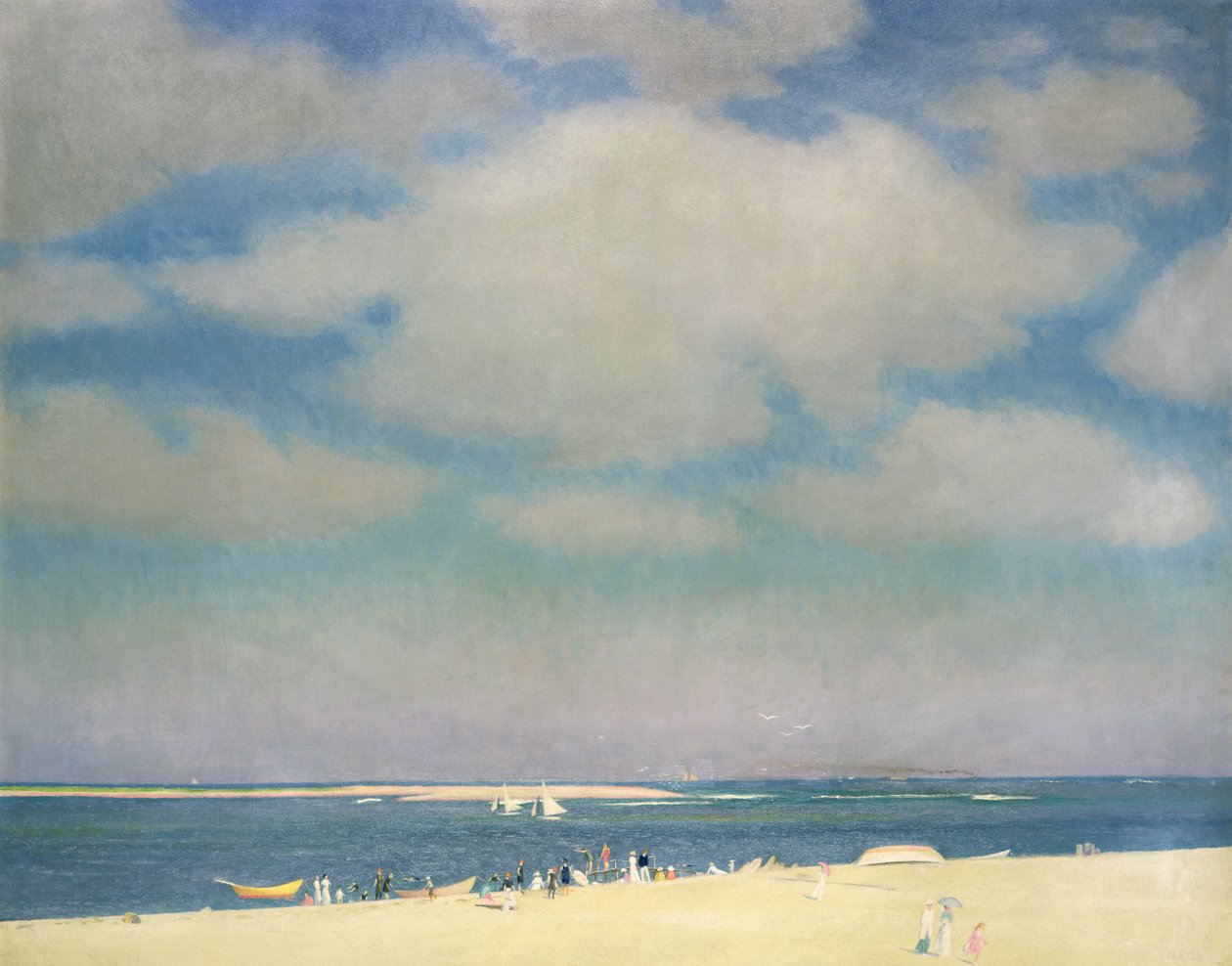 Paysage marin avec plage de sable (la plage de Chatham) vers 1915 ...