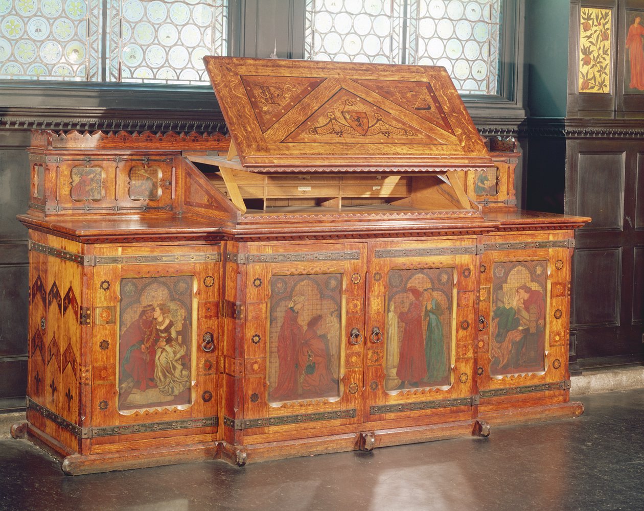 Cabinet de la lune de miel du roi René, conçu par J.P. Seddon, 1862 - William Morris
