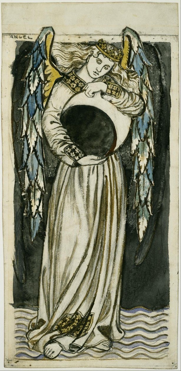 Ange nocturne tenant une lune décroissante - William Morris