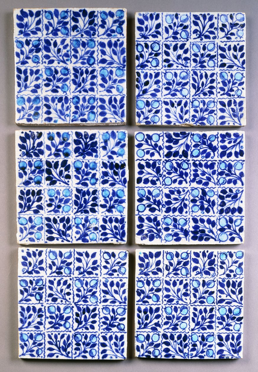 Sept carreaux carrés bleus 