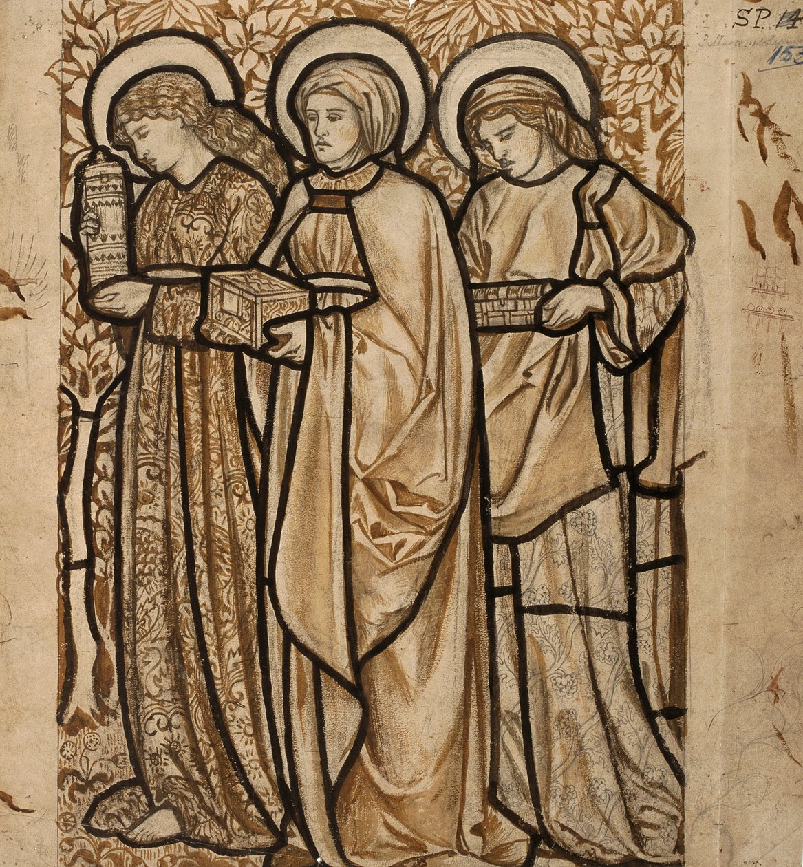 Les trois Marie au sépulcre - Conception pour vitrail, 1862 - William Morris